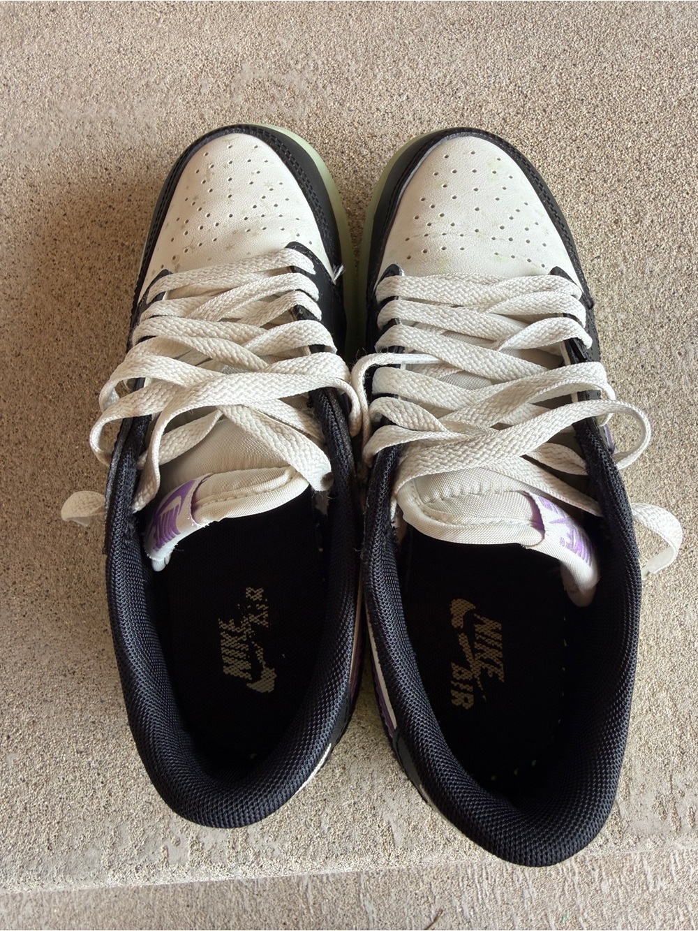 Big Kid's Jordan 1 Retro Low OG Black/Black Raspberry, Glow in the dark - Picture 6 of 7